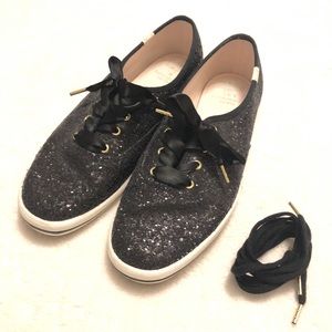 Kate Spade black glitter Keds